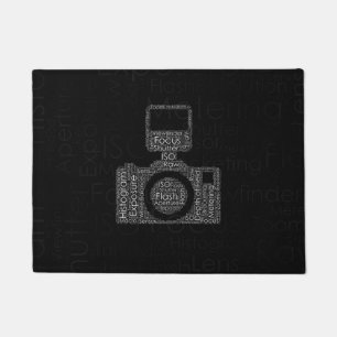 Photography Word Cloud Camera Shape Doormat