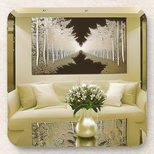 Photogtaphy of a room with a white bed           beverage coaster