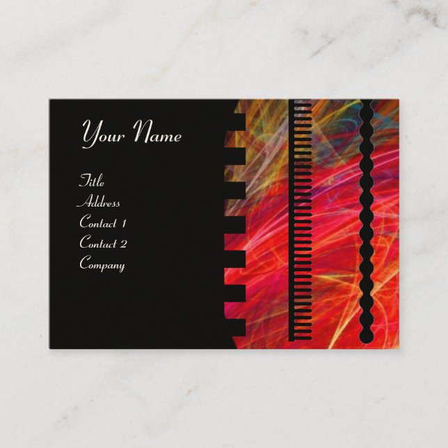 PHOTON  monogram Vibrant black red Business Card (Front)