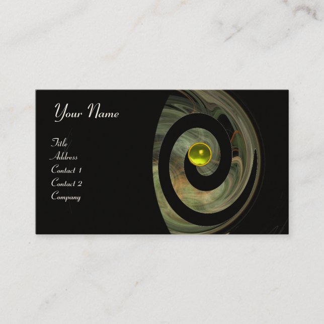 PHOTON SWIRL GEM MONOGRAM black purple yellow Business Card (Front)