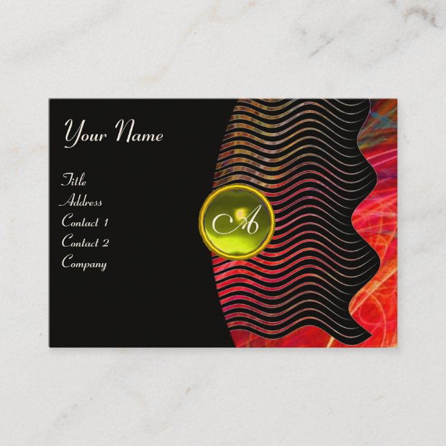 PHOTON WAVES GEM monogram vibrant Business Card (Front)