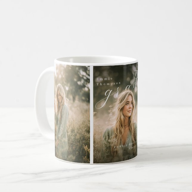 PhotoPo Graduation Photo Collage Script Name Coffee Mug (Front Left)