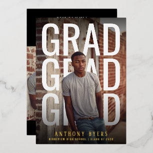 PhotoPop Bold Typography Graduation Party Foil Invitation