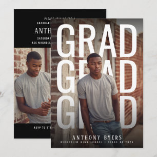 PhotoPop Bold Typography Graduation Party Invitation
