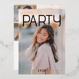 PhotoPop Chic Graduation Party Foil Invitation