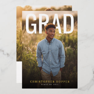 PhotoPop Contemporary Graduation Party Foil Invitation