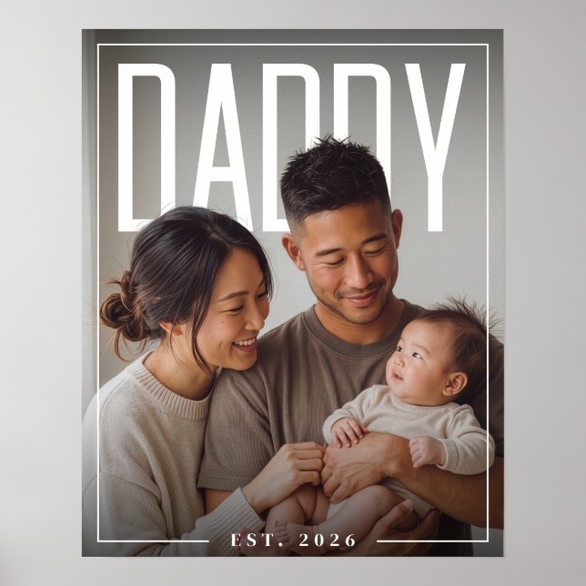 PhotoPop Daddy Est Custom Year Photo Poster (Front)