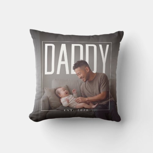PhotoPop Daddy Est Custom Year Photo Throw Pillow