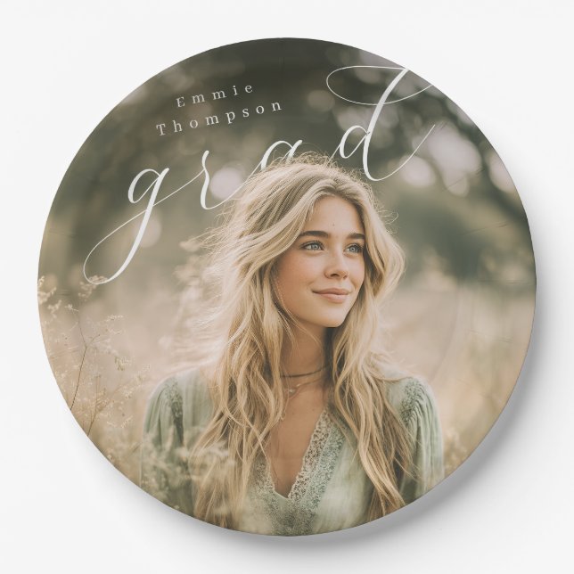 PhotoPop Elegant Script Graduation Paper Plates (Front)