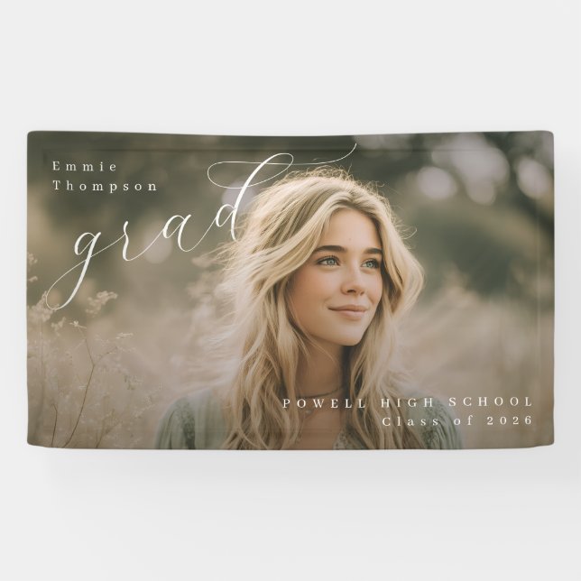 PhotoPop Elegant Script Graduation Photo Banner (Horizontal)