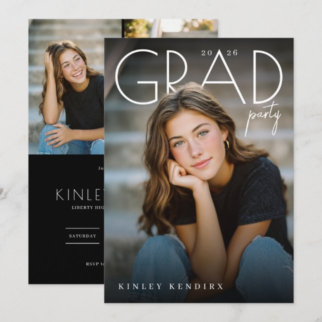 PhotoPop GRAD 2026 Graduation Party Invitation (Front/Back)