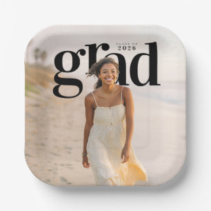 PhotoPop Lowercase grad 2026 Graduation Party Paper Plates