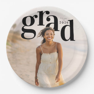 PhotoPop Lowercase grad 2026 Graduation Party Paper Plates
