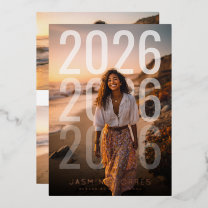 PhotoPop Minimal Year Overlay Graduation Foil Invitation