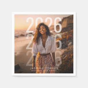 PhotoPop Minimal Year Overlay Graduation Napkins