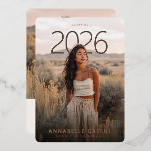 PhotoPop Modern Arch Photo Graduation Party Foil Invitation