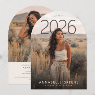 PhotoPop Modern Arch Photo Graduation Party Invitation