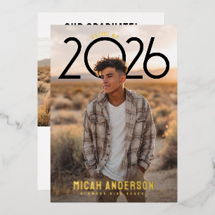 PhotoPop Modern Graduation Foil Invitation