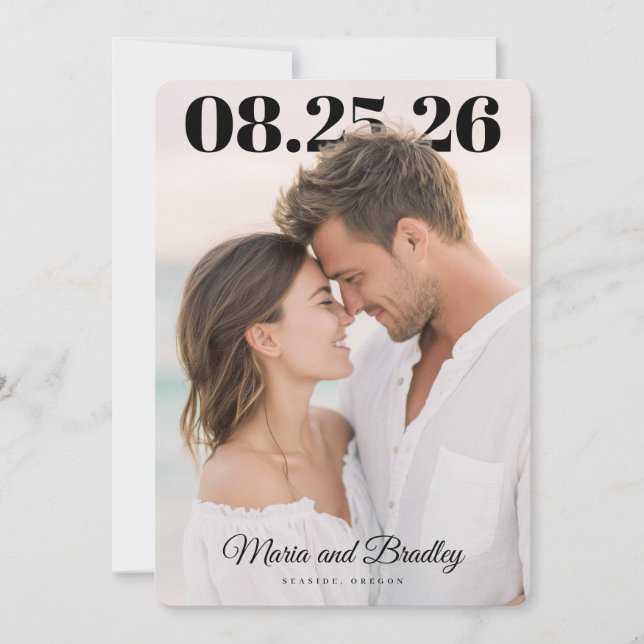 PhotoPop Modern Wedding Date Design Save The Date (Front)