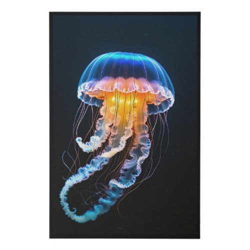 Photorealistic Blue and Orange Jellyfish Faux Canvas Print