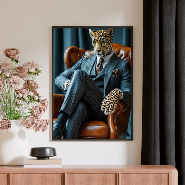 Photorealistic Bossy Leopard Digital Art  Canvas Print (Creator Uploaded)