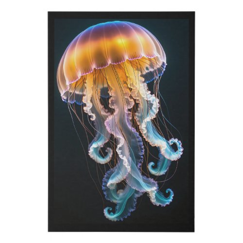 Photorealistic Orange and Blue Jellyfish Faux Canvas Print