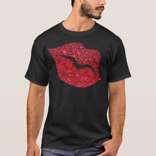 Photorealistic Red Glitter Lips T_Shirt