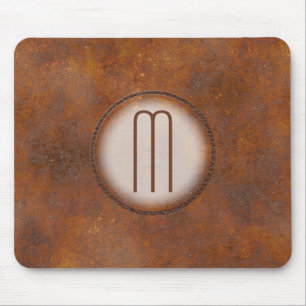 Photorealistic Rusted Metal Monogrammed Mouse Pad