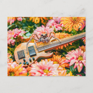 Photorealistic Spider Playing Bass Guitar Postcard