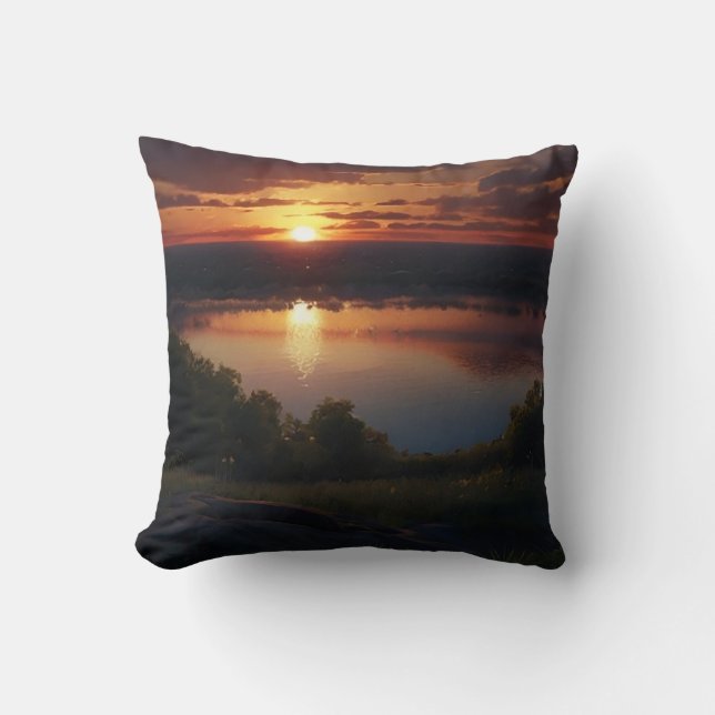 Photorealistic Sunrise Throw Pillow (Front)