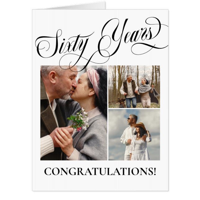 Photos 60th Wedding Anniversary Congratulation Big Card (Front)