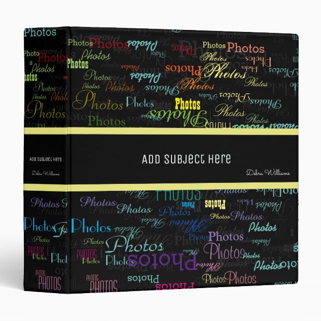 photos-album with custom name & subject, black binder (Front/Spine)