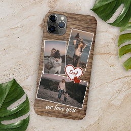 Photos And Fun Heart On Rustic Woodgrain Pattern iPhone 11 Pro Max Case