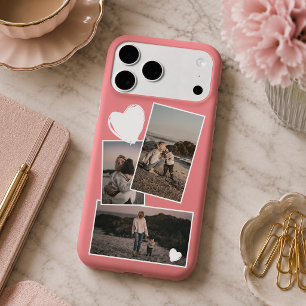Photos And Heart On Coral Red Blush Peach Pink iPhone 17 Pro Max Case