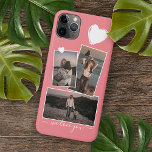 Photos And Heart On Coral Red Blush Peach Pink iPhone 11 Pro Max Case<br><div class="desc">Decorative,  pretty elegant light coral red pink colored cellphone case with room to customize or personalize with three pictures of your choice. Decorated with cute hearts and sweet We Love You quote text in an elegant and stylish handwritten style calligraphy font type.</div>