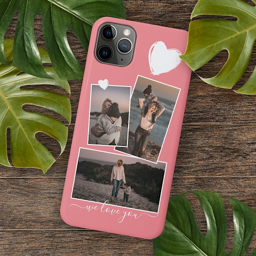 Photos And Heart On Coral Red Blush Peach Pink iPhone 11 Pro Max Case