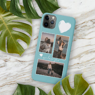 Photos And Heart On Light Turquoise Teal Blue iPhone 11Pro Max Case