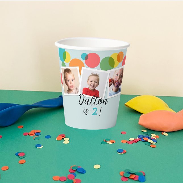 Photos and Polka Dots Boys Birthday Party Paper Cups (Creator Uploaded)