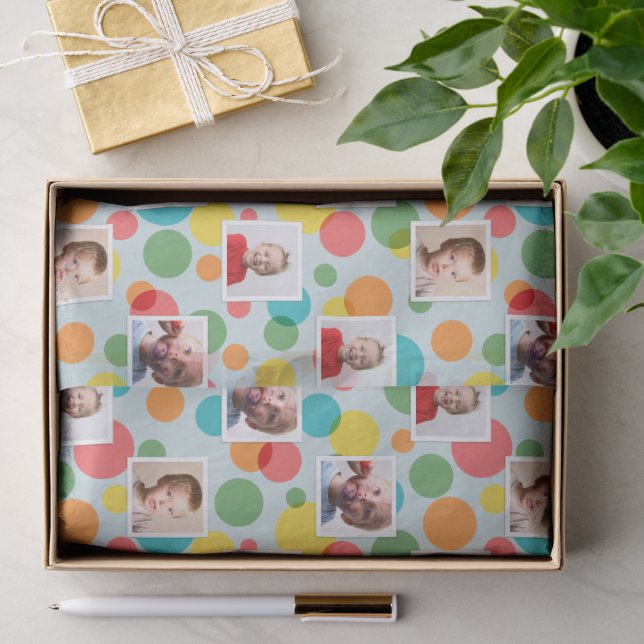 Photos and Polka Dots Boys Birthday Tissue Paper (Gift)