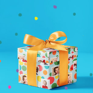 Photos and Polka Dots Boys Birthday Wrapping Paper