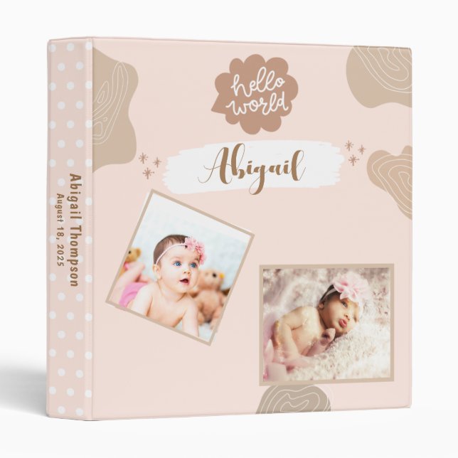  Photos Boho Beige Baby Girl 3 Ring Binder (Front/Spine)