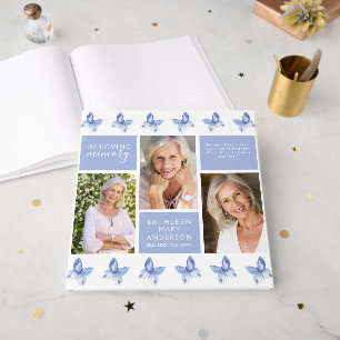 Photos Butterflies Verse Memorial Funeral Guest Book