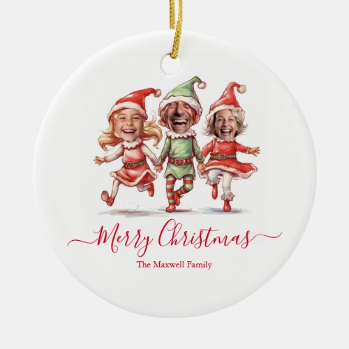 Photos Christmas elves  Ceramic Ornament