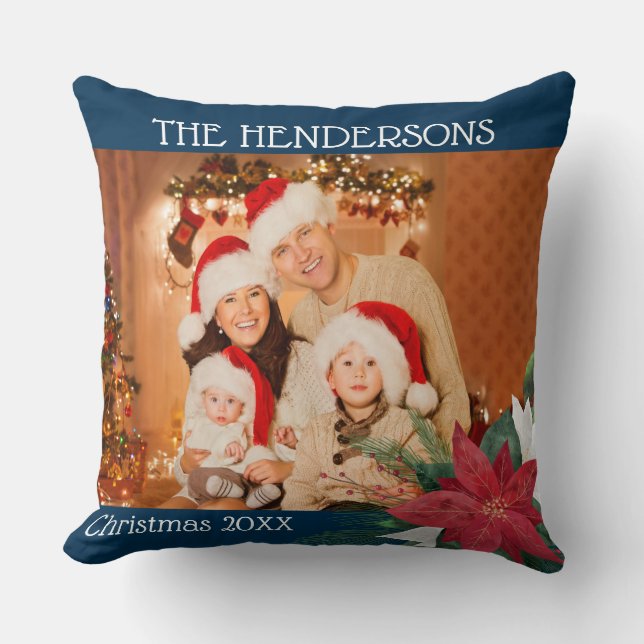 Photos Christmas Gift Poinsettia Throw Pill Throw Pillow (Front)