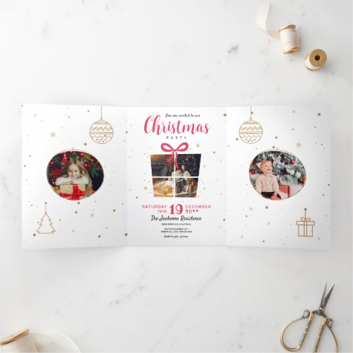 Photos Christmas Party elegant custom Trifold Inv