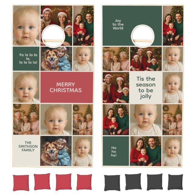 Photos custom images collage Christmas Cornhole Set (Set)