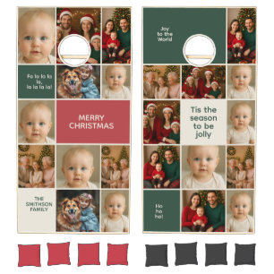 Photos custom images collage Christmas Cornhole Set