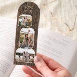 Photos For Mom Dad And Love Heart On Wood Pattern Bookmarks<br><div class="desc">Are you on the hunt for the perfect gift for the book lover in your life? Check out this adorable retro-style bookmark! With its lovely dark brown woodgrain pattern, it’s a delightful way to celebrate your loved ones while adding a touch of your own personality. This bookmark has space for...</div>