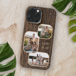 Photos For Mom Dad And Love Heart On Wood Pattern iPhone 15 Pro Max Case