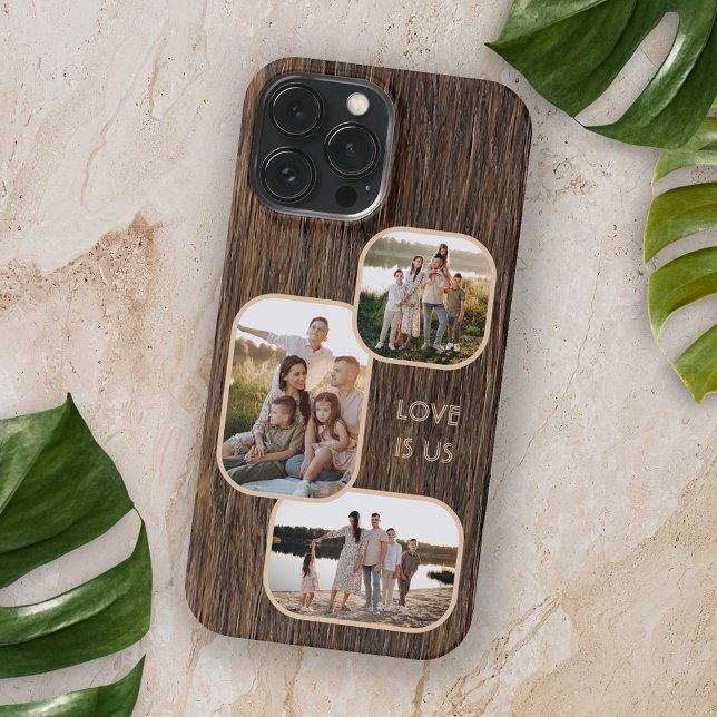 Photos For Mom Dad And Love Quote On Wood Pattern Case-Mate iPhone Case (Creator Uploaded)
